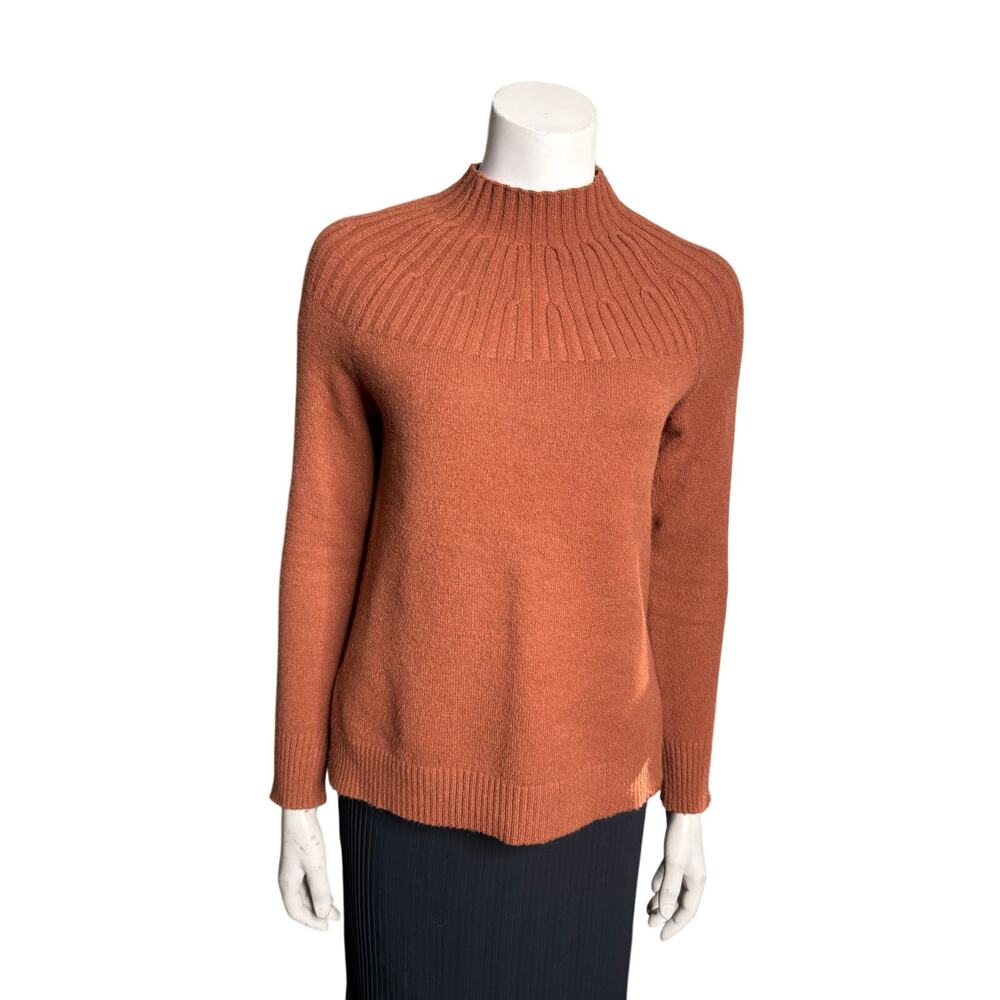 by Anthropologie Sweater Women's XS Mock Neck Ribbed in Burnt Sienna
